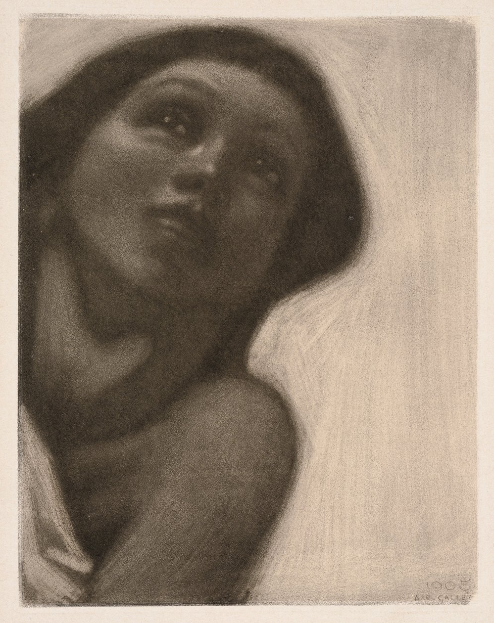 Mezzotint (tema från fresken "Våren" i Jusélius-mausoleet) av Akseli Gallen-Kallela
