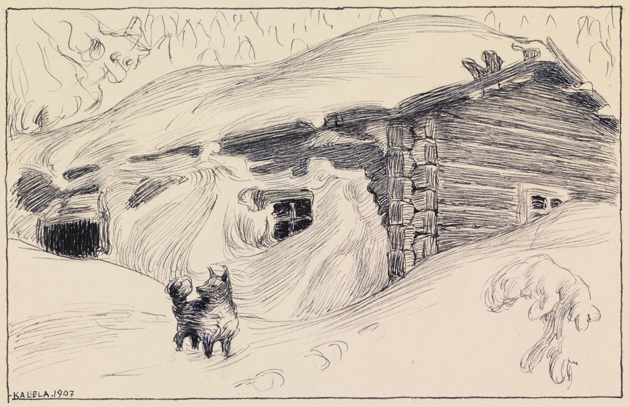 Stugan i snön av Akseli Gallen-Kallela