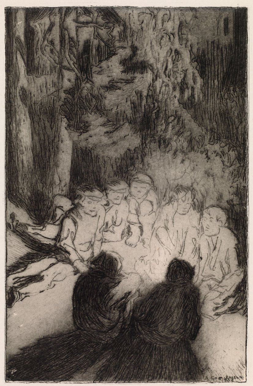 En lägereldsberättelse (De sju bröderna) av Akseli Gallen-Kallela