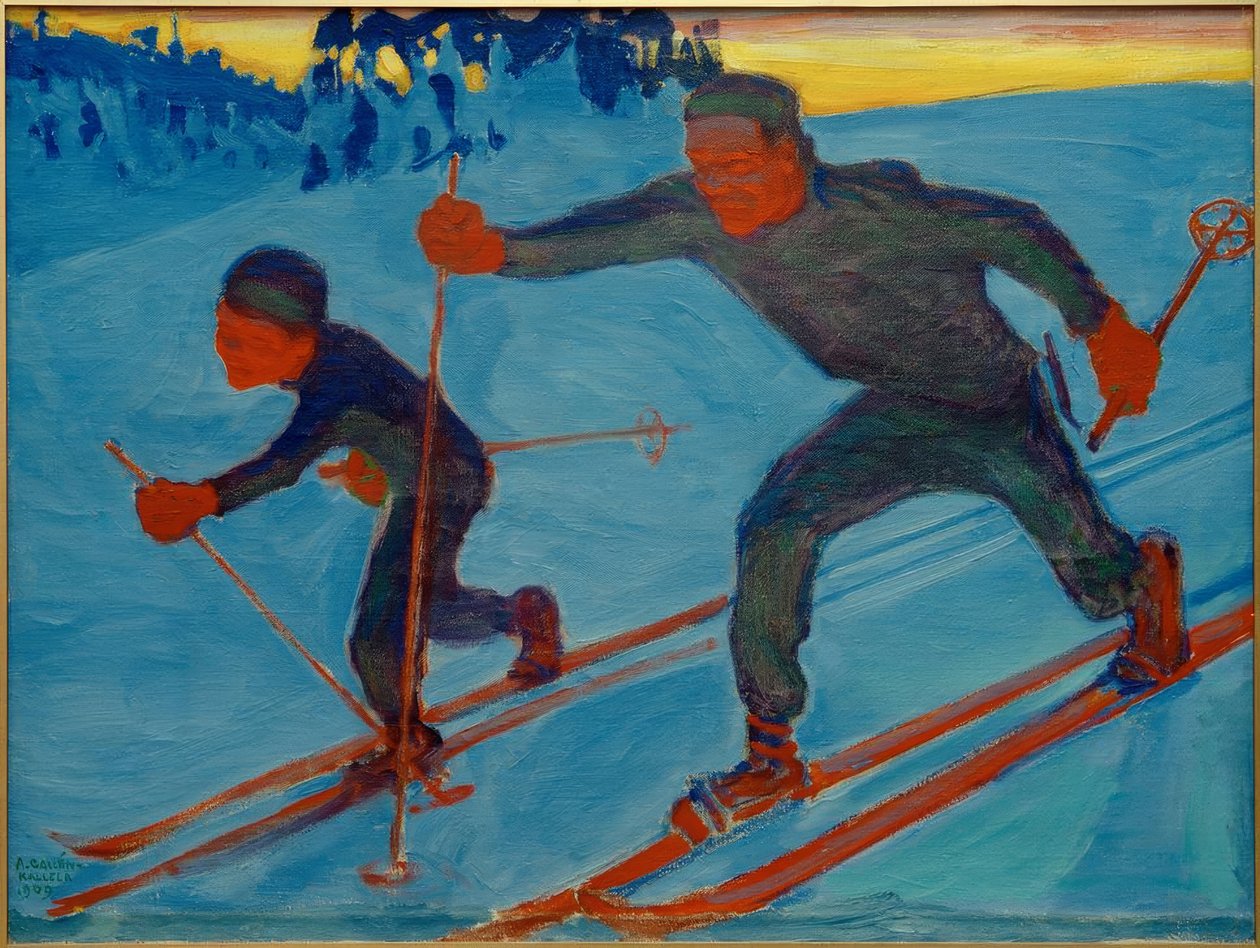 Akseli och Jorma åker skidor av Akseli Valdemar Gallen Kallela