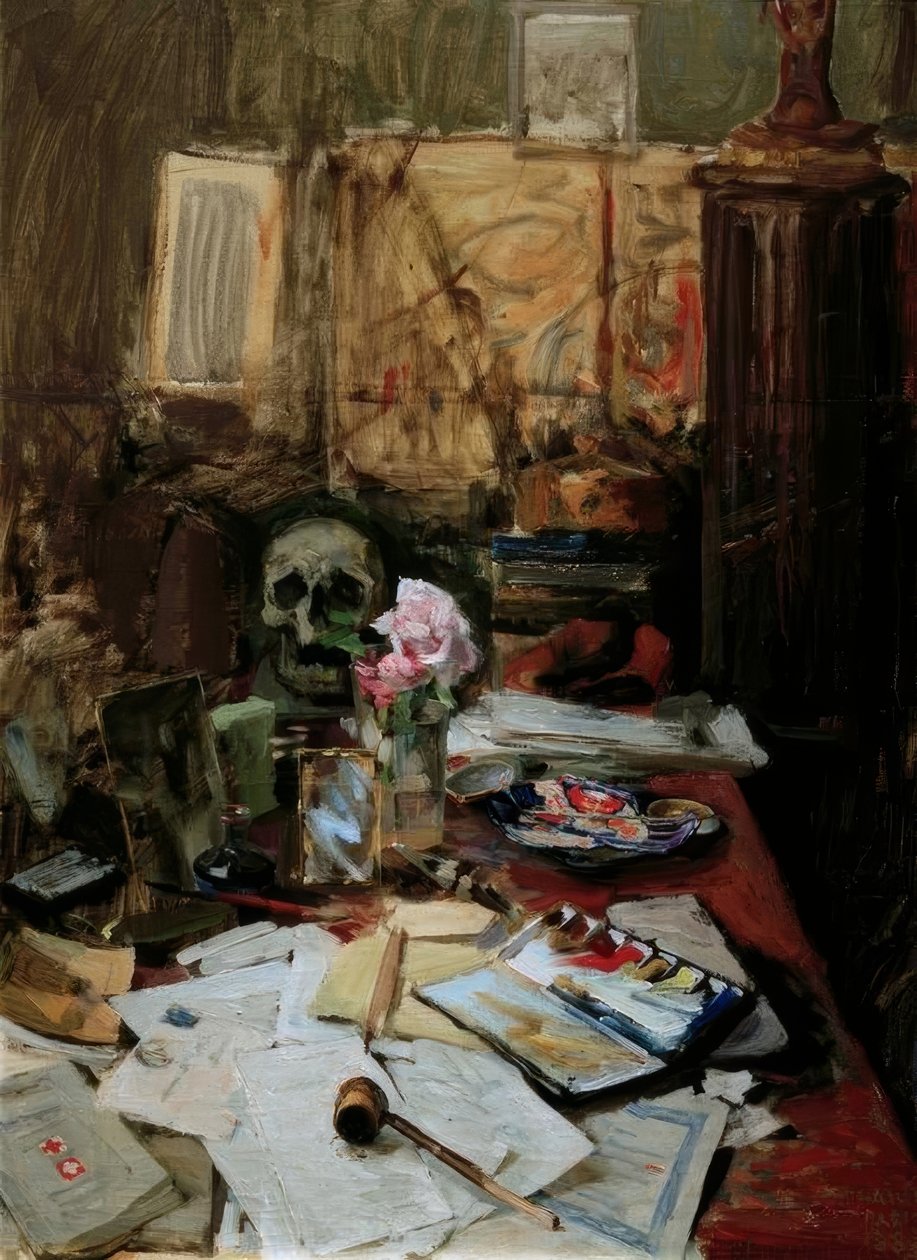 Arbetsbord i Paris av Akseli Valdemar Gallen Kallela