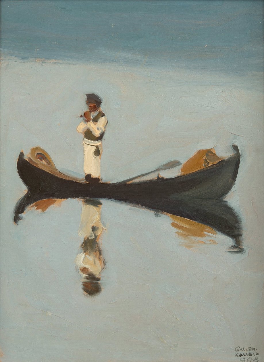 Man som fiskar på Gallen-Kallela, Akseli (1865-1931) av Akseli Valdemar Gallen Kallela