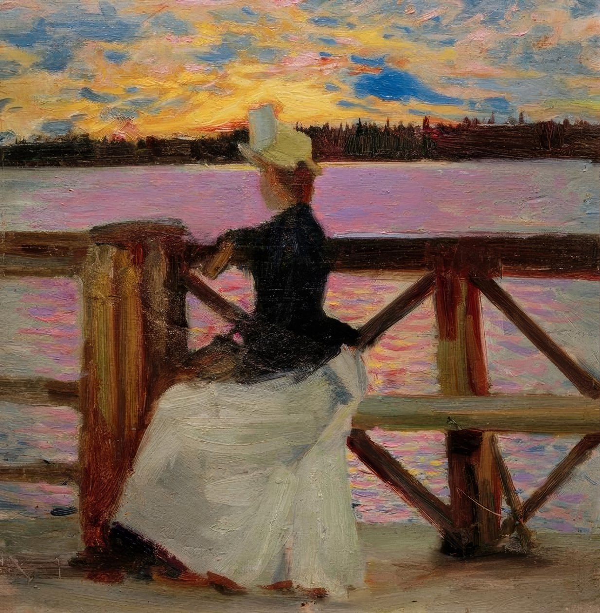 Marie Gallén på Kuhmoniemibron av Akseli Valdemar Gallen Kallela