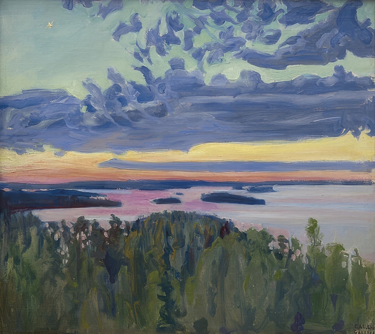 Solnedgång över sjön av Akseli Valdemar Gallen Kallela