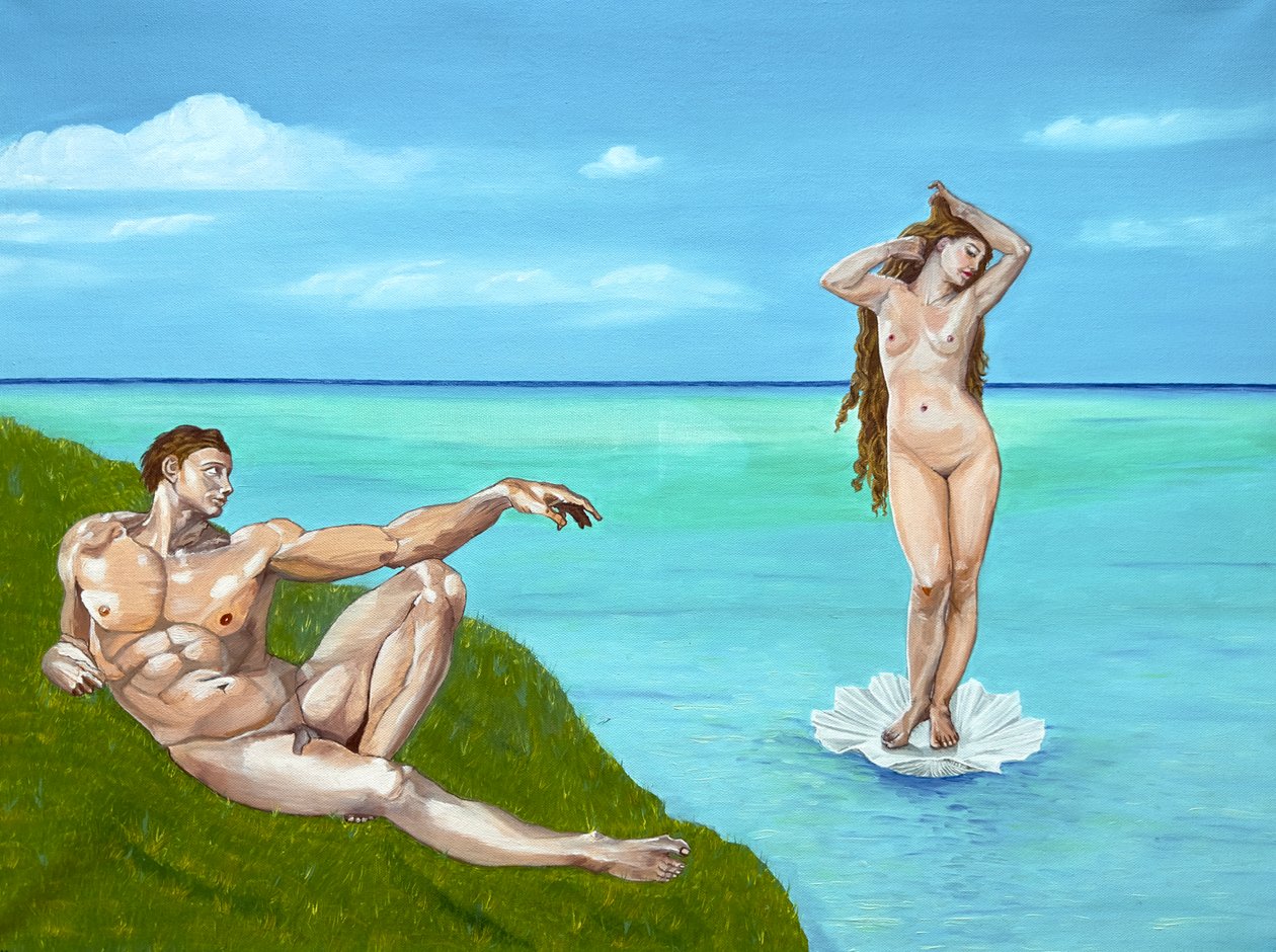 Adams dröm: Venus, 2023 (olja på duk) av Akturk Yasemin
