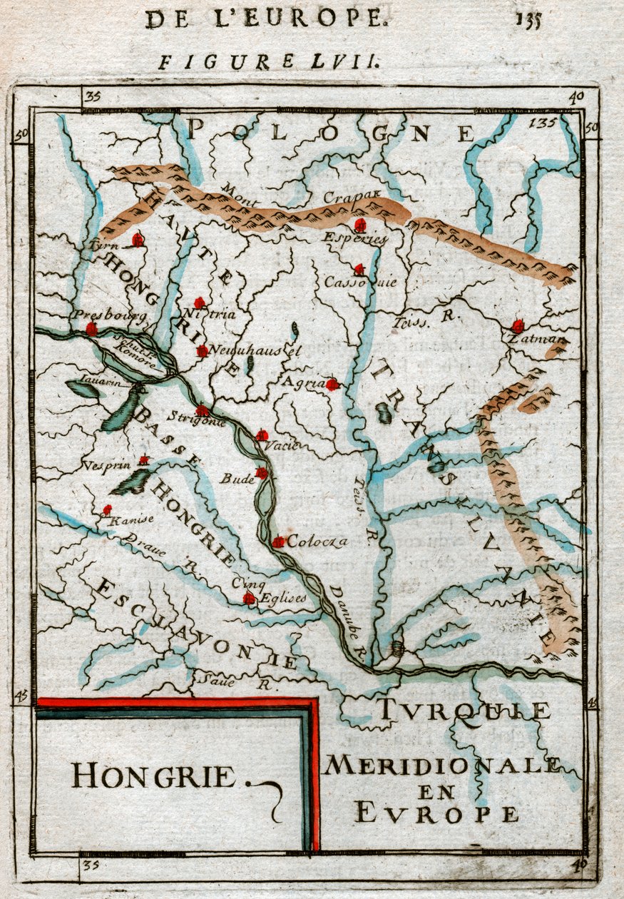 Karta över Ungern 1683 av Alain Manesson Mallet