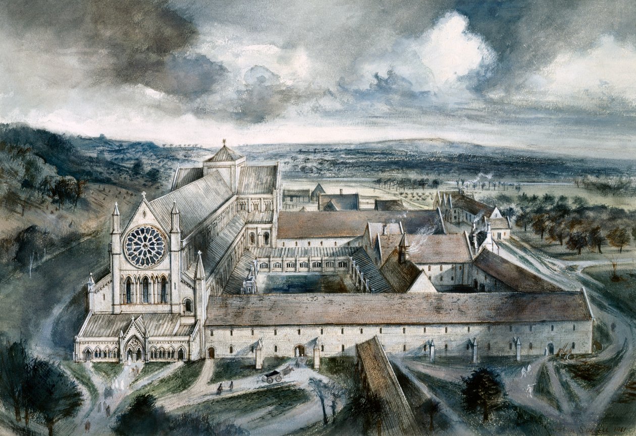 Byland Abbey, 1539, c1960-talet av Alan Ernest Sorrell