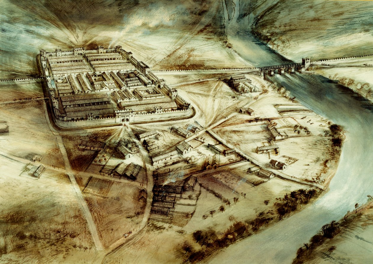 Chesters romerska fort, Hadrianus mur, Northumberland, 1900-talet av Alan Ernest Sorrell