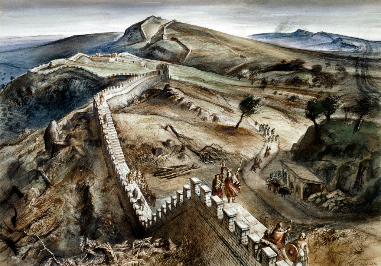 Walltown Crags, Hadrianus mur, 2:a århundradet, c1960-talet av Alan Ernest Sorrell