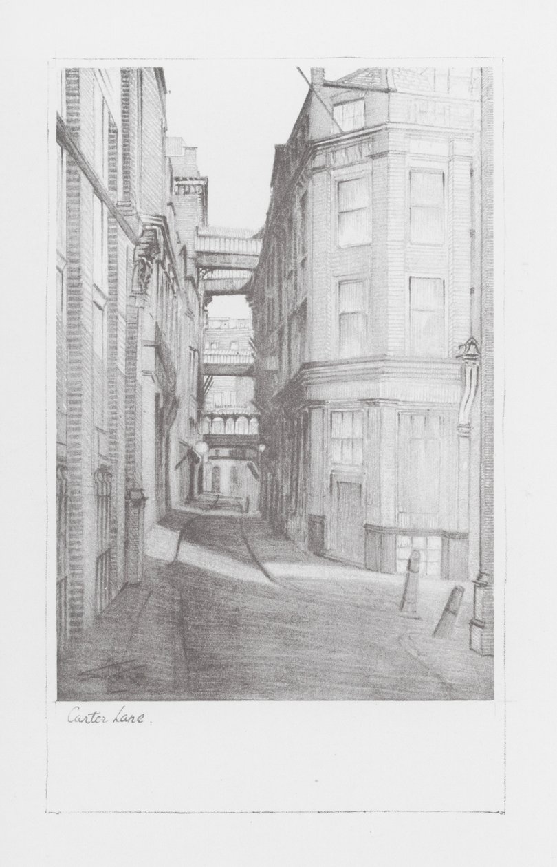 London Lanes: Carter Lane (litografi) av Alan Stapleton
