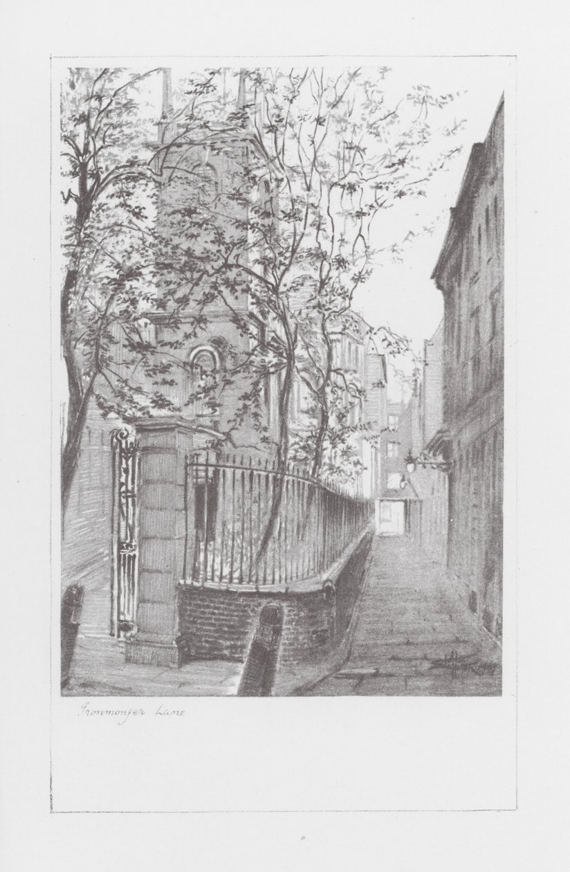 London Lanes: Ironmonger Lane (litografi) av Alan Stapleton