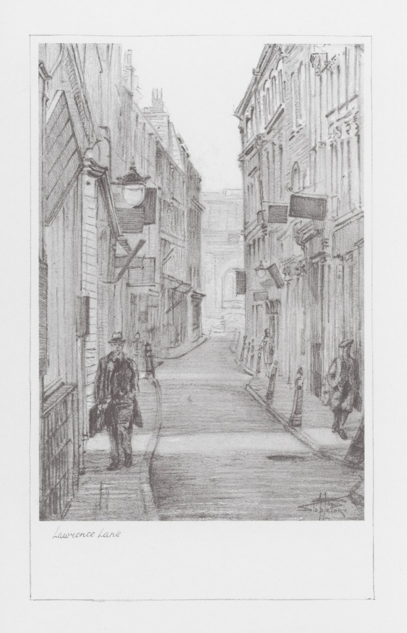 London Lanes: Lawrence Lane (litografi) av Alan Stapleton