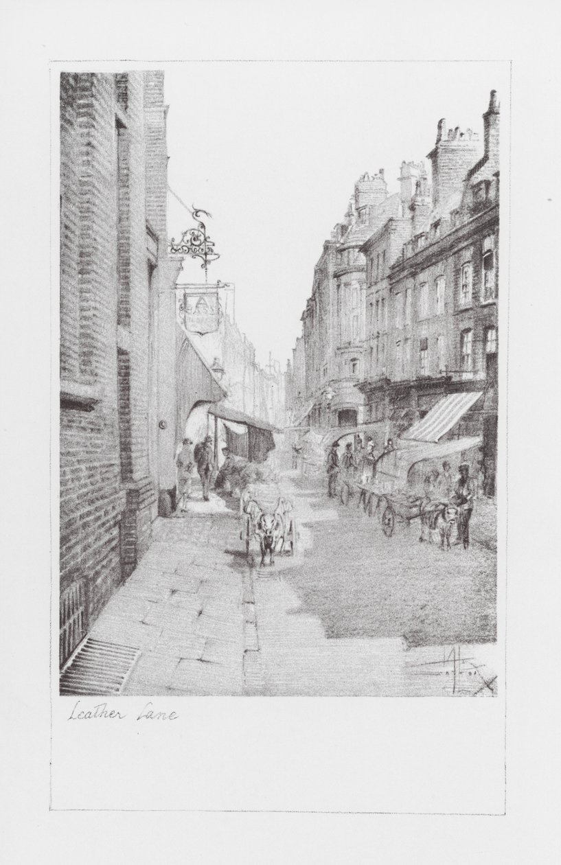 London Lanes: Leather Lane (litografi) av Alan Stapleton