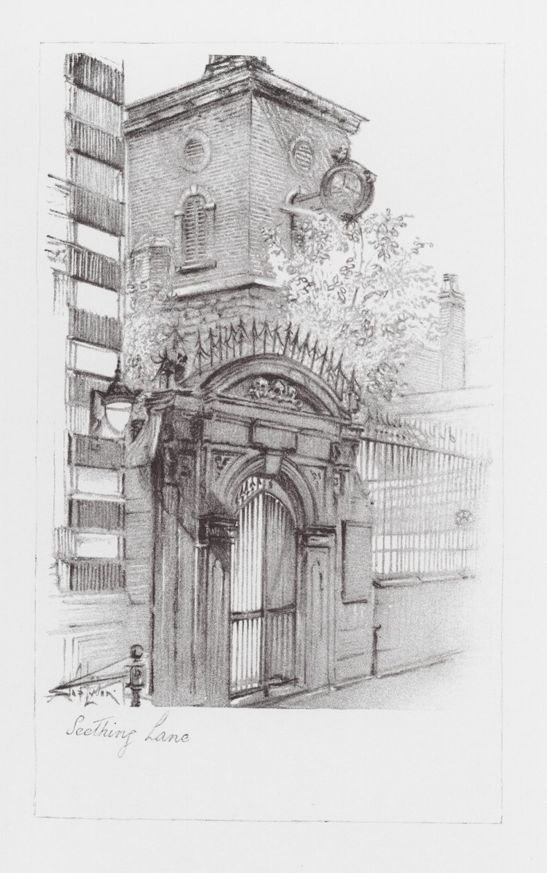 London Lanes: Seething Lane (litografi) av Alan Stapleton