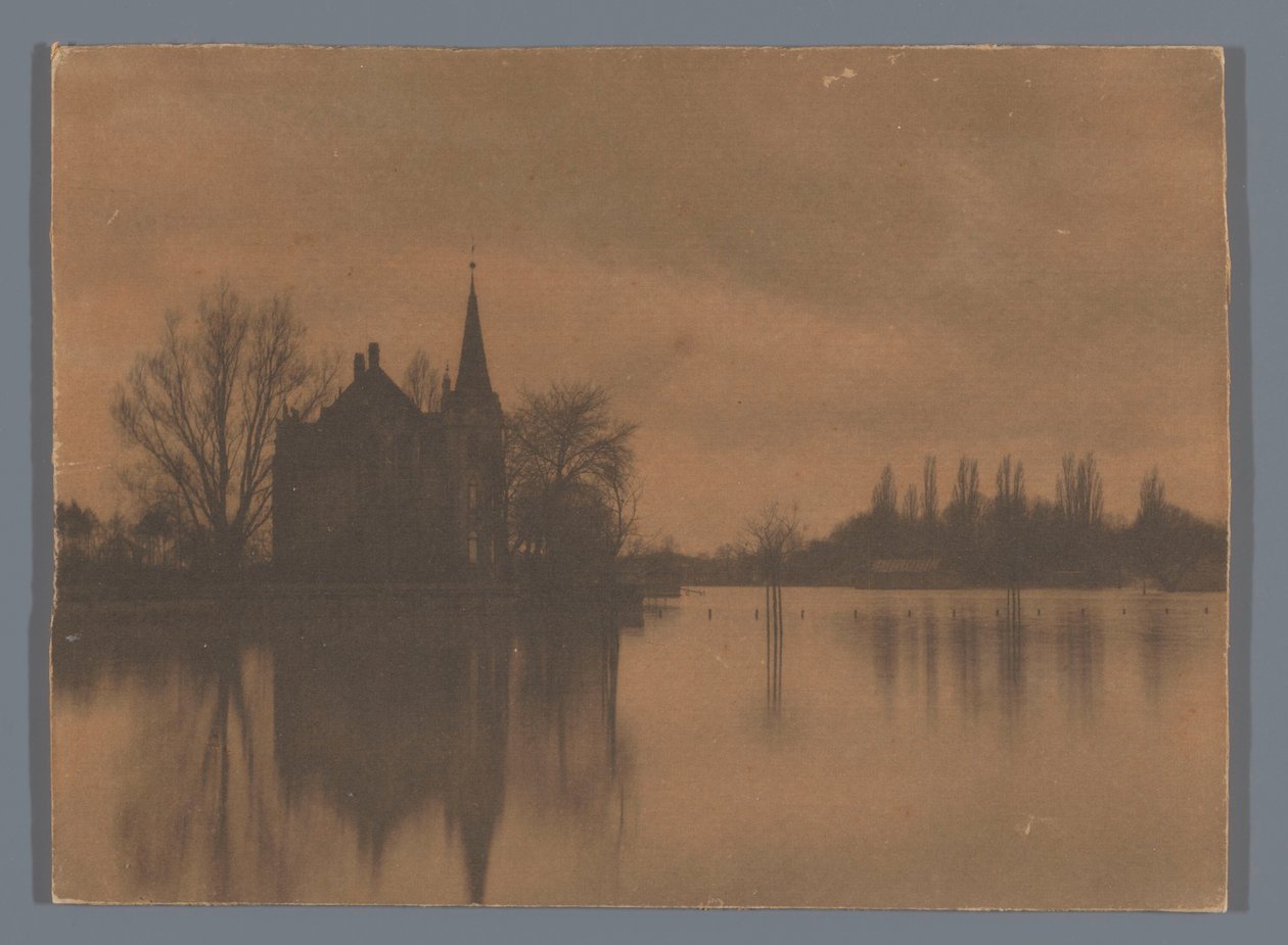 Utsikt över ett hus på landet eller ett litet slott på vattnet, Nederländerna av Alb. Kapteijn (attributed to)