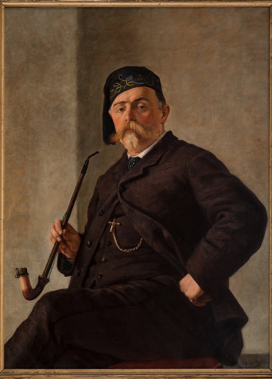 Man med rör (olja på duk) av Albano Lugli