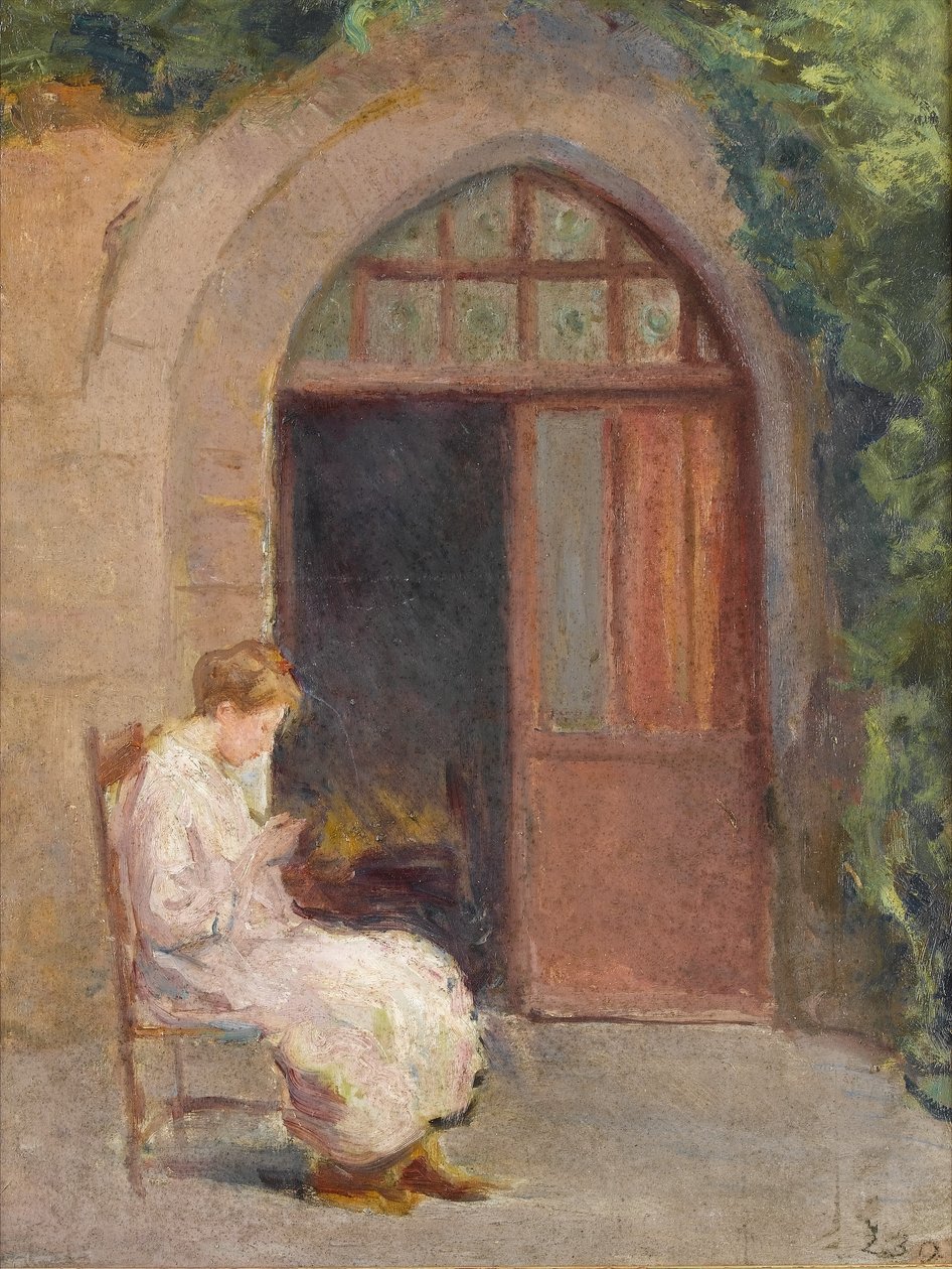 Flicka som satt utanför La Boissière, ca 1909 av Albert de Belleroche