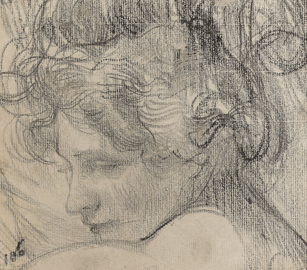 En kvinnas huvud, ca 1890 (krita på papper) av Albert de Belleroche
