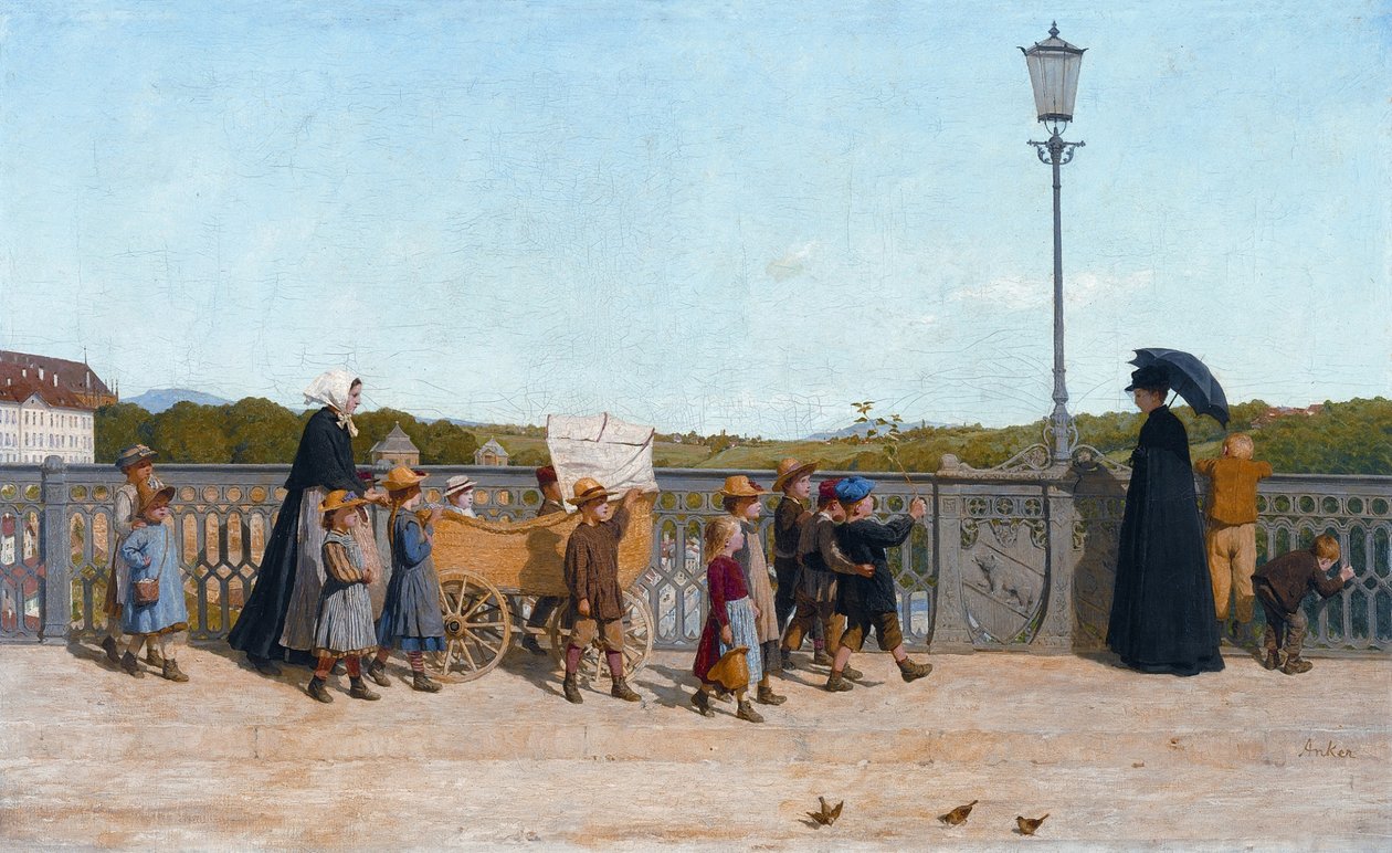 Kleinkinderschule auf der Kirchenfeldbrücke  av Albert Anker