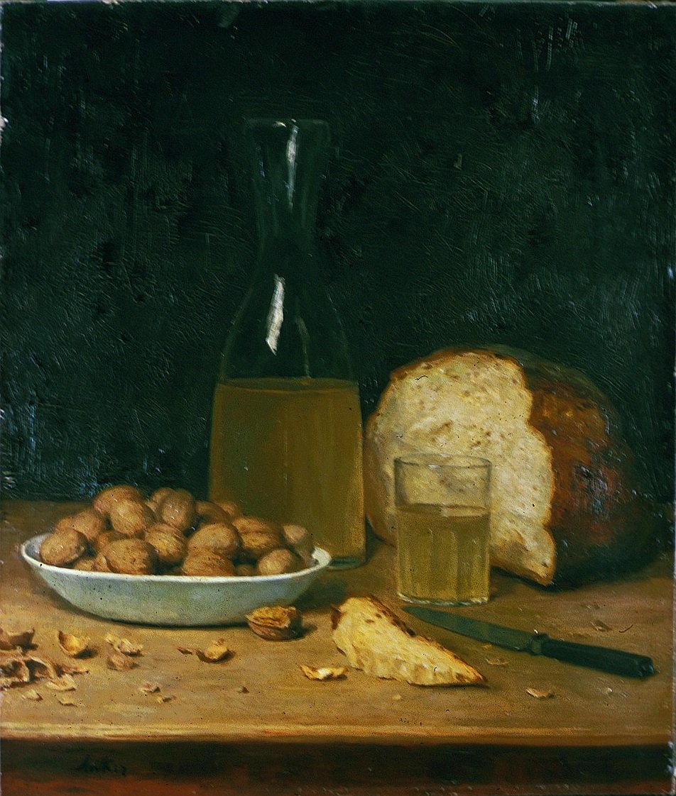 Neuer Weisswein und Nüsse  av Albert Anker