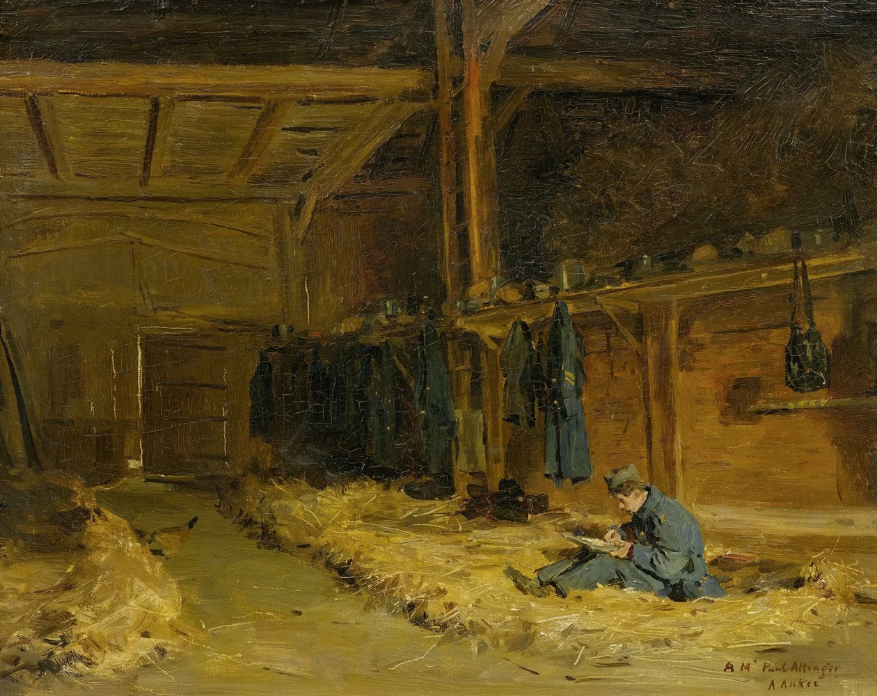 Soldat im Strohlager av Albert Anker