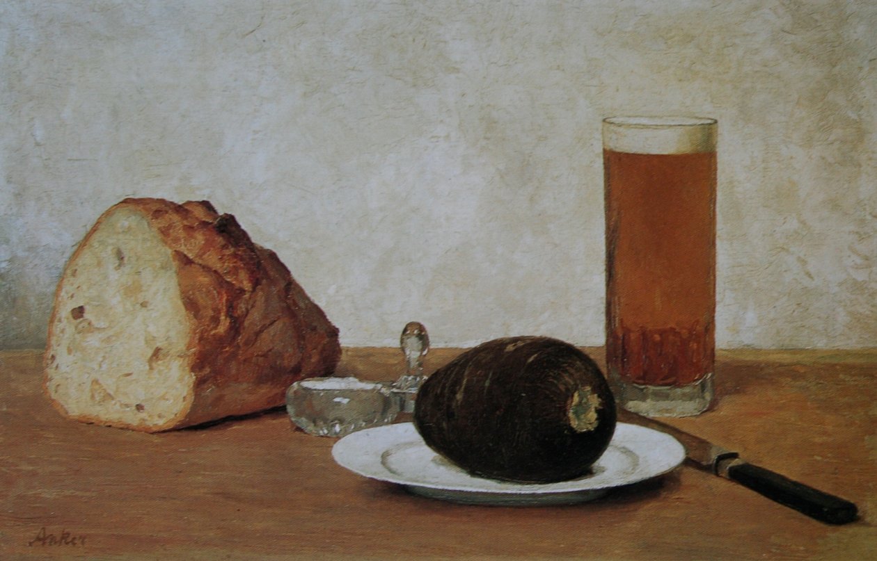 Stilleben Bier und Rettich  av Albert Anker