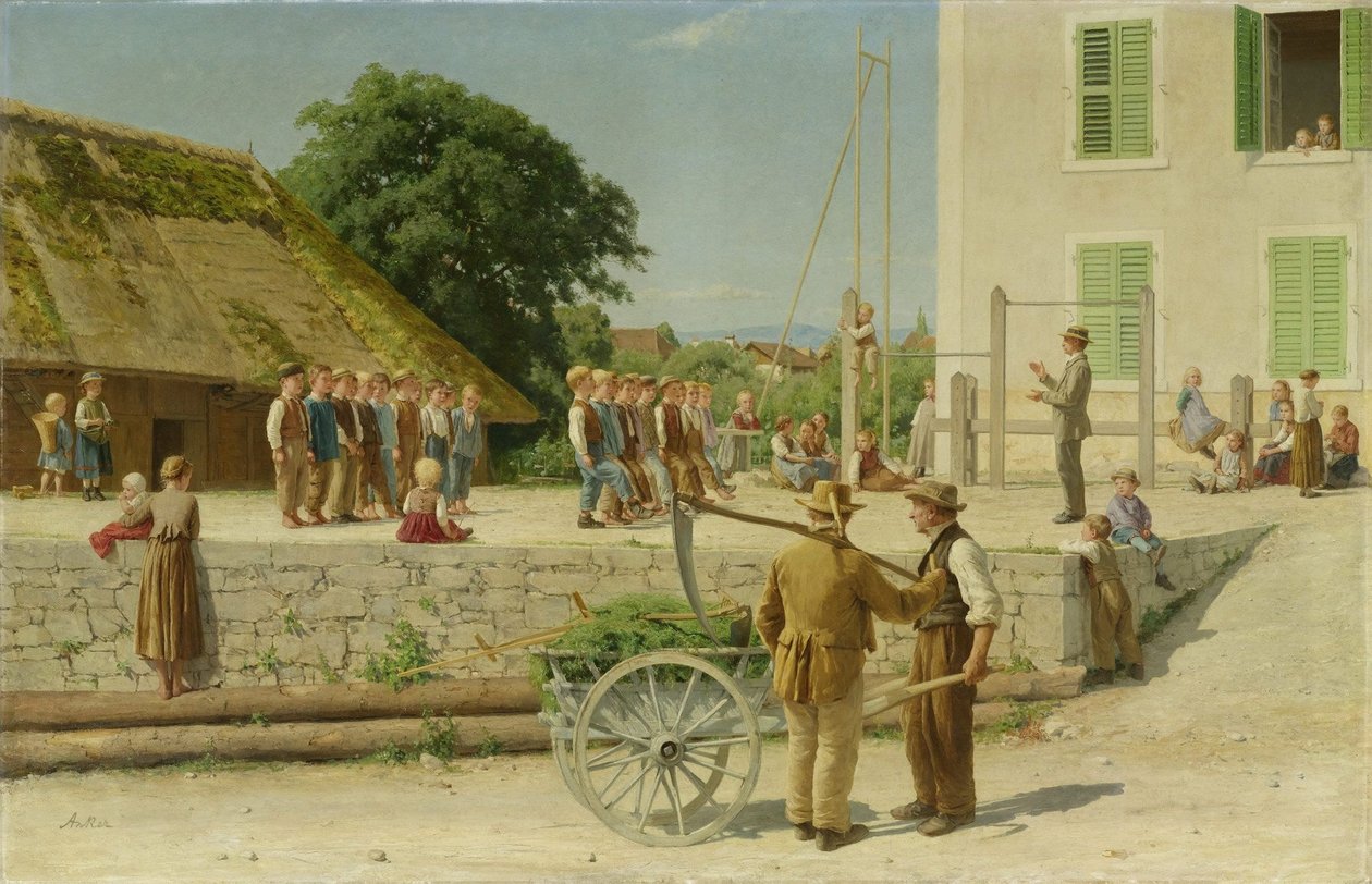 Turnstunde in Ins  av Albert Anker