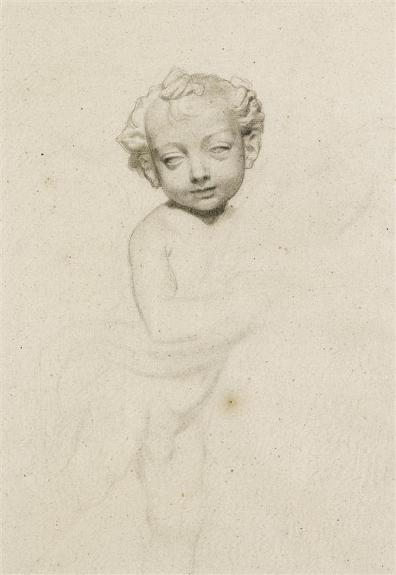 Zeichnung nach dem geflügelten Knaben von Andrea del Verrocchio av Albert Anker