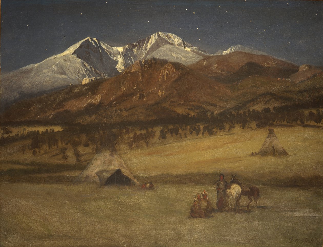 Indisk läger - kväll av Albert Bierstadt