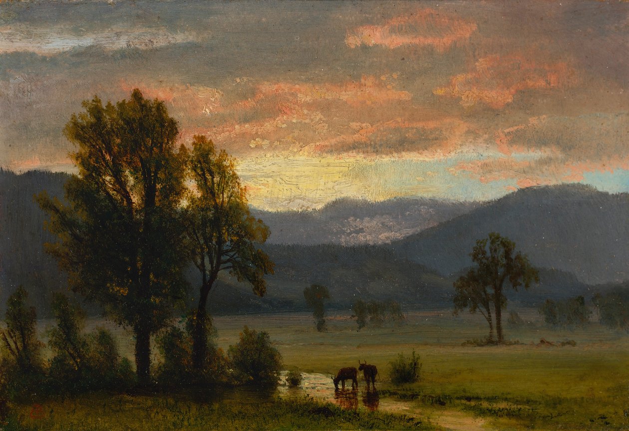 Landscape with cattle av Albert Bierstadt