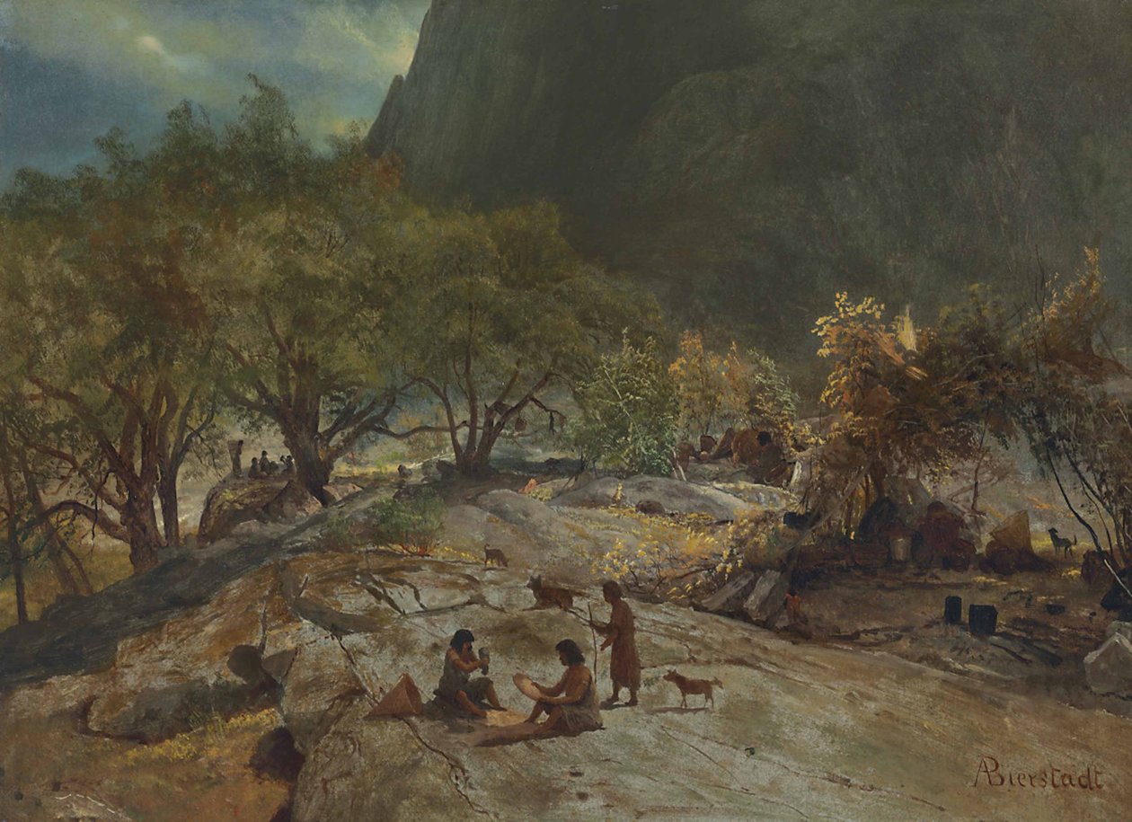 Mariposa Indian Encampment, Yosemite Valley, California av Albert Bierstadt