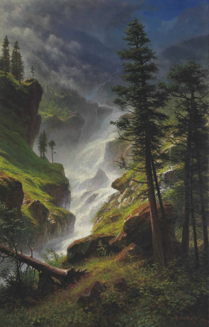 Rocky Mountain Waterfall  av Albert Bierstadt