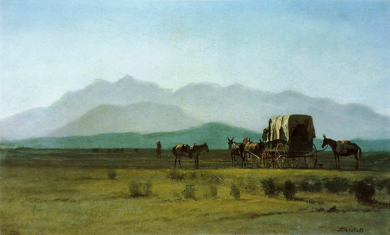 Surveyors Wagon in the Rockies  av Albert Bierstadt