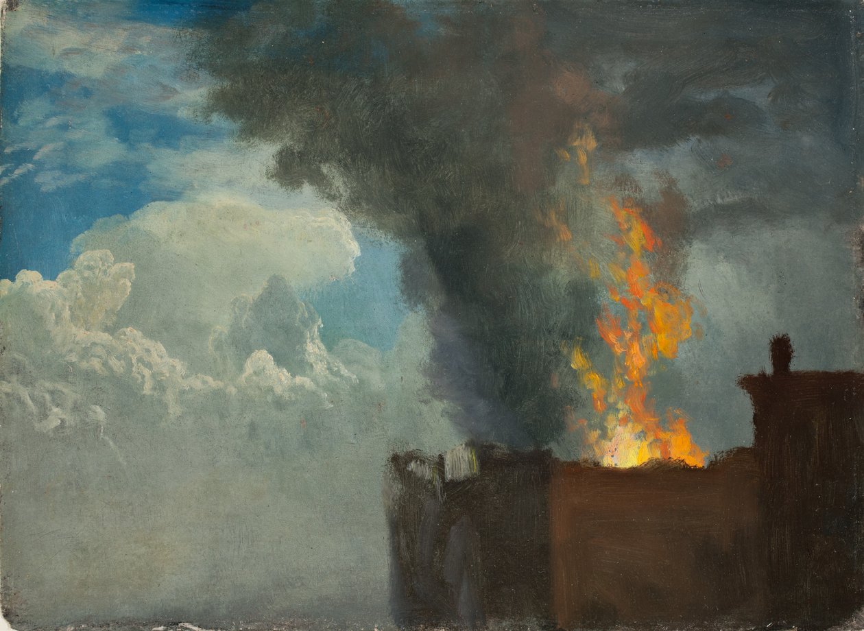 The Conflagration (oil on paper) av Albert Bierstadt