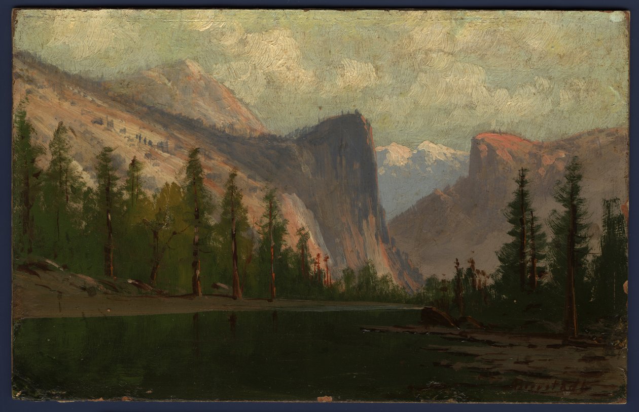 Yosemite (olja på duk ombord) av Albert Bierstadt