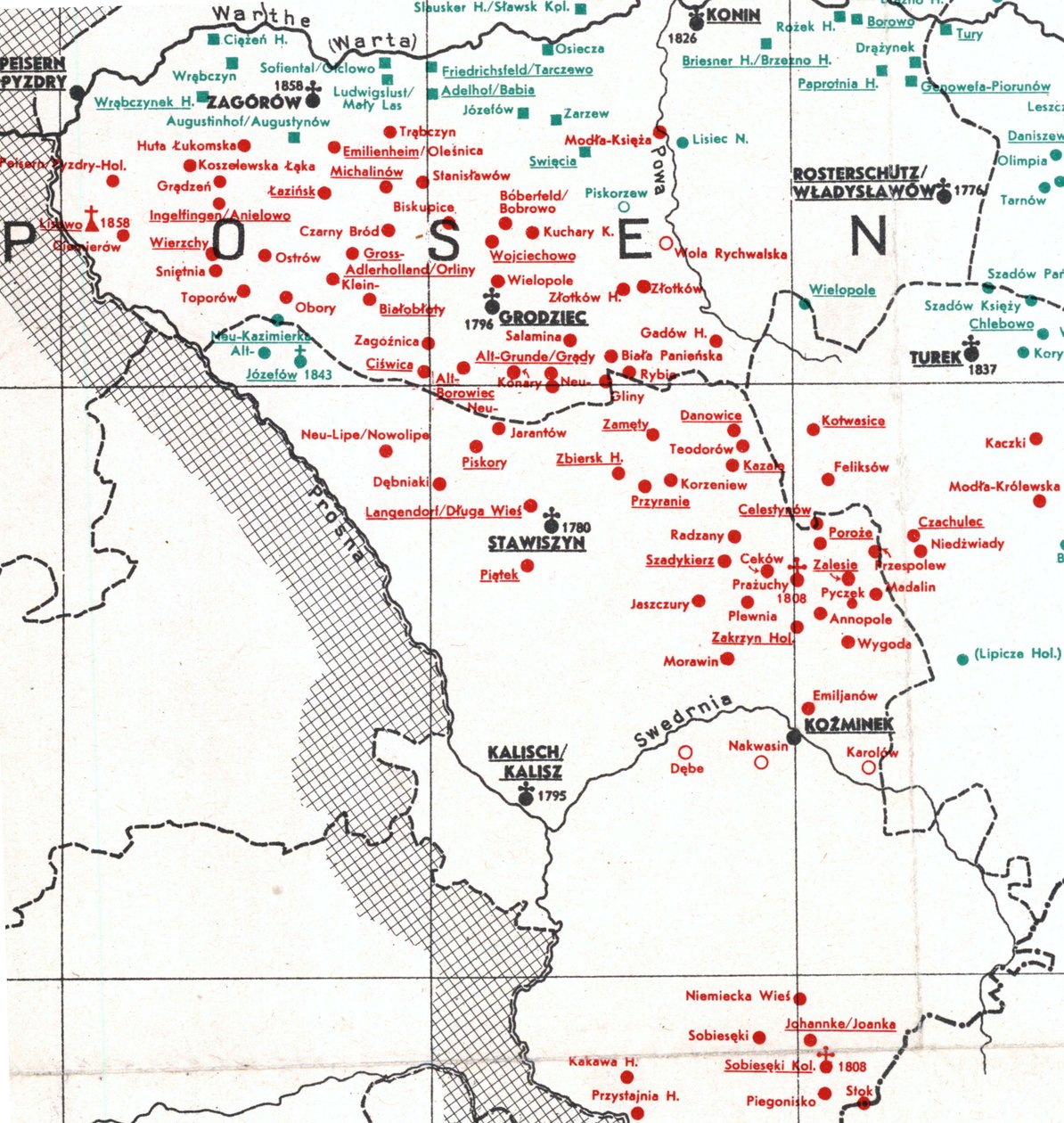 bosättningar 1938 mellan Kalisch, Władysławów och Turek 1938 av Albert Breyer