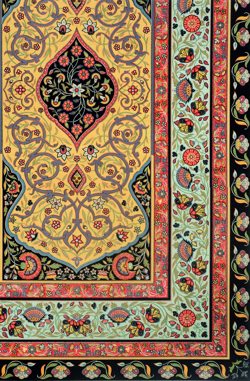 Persisk dekoration, tavla XXV från "Polychrome Ornament", graverad av F. Durin, publicerad i Paris 1869. av Albert Charles August Racinet