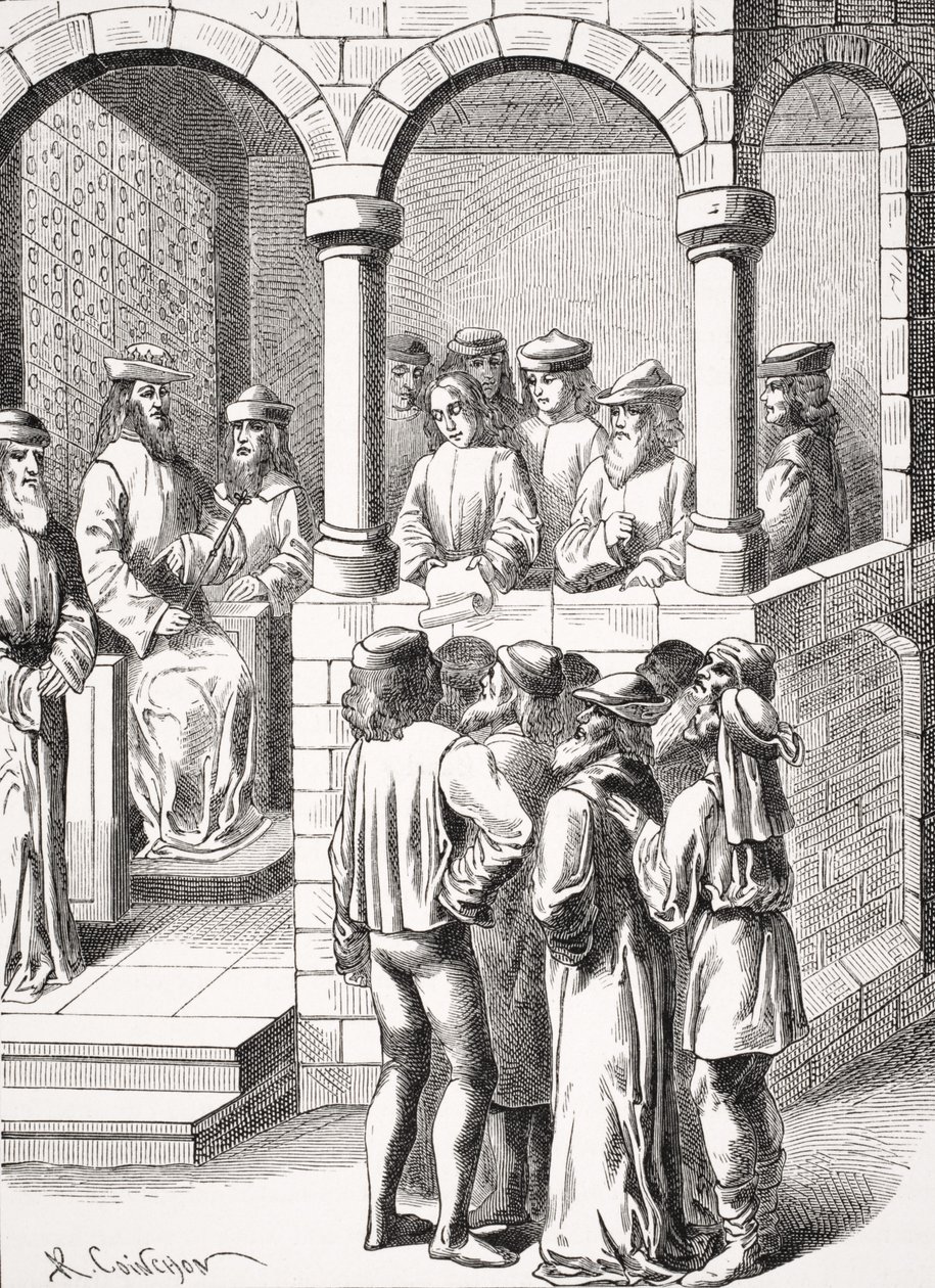 Tillkännagivande av ett edikt, efter en miniatyr i 1400-talets manuskript 