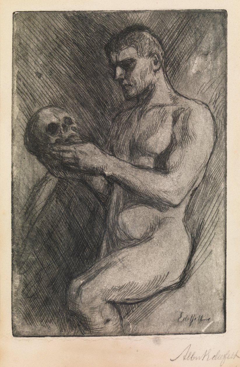 Naken man och skalle av Albert Gustaf Aristides Edelfelt