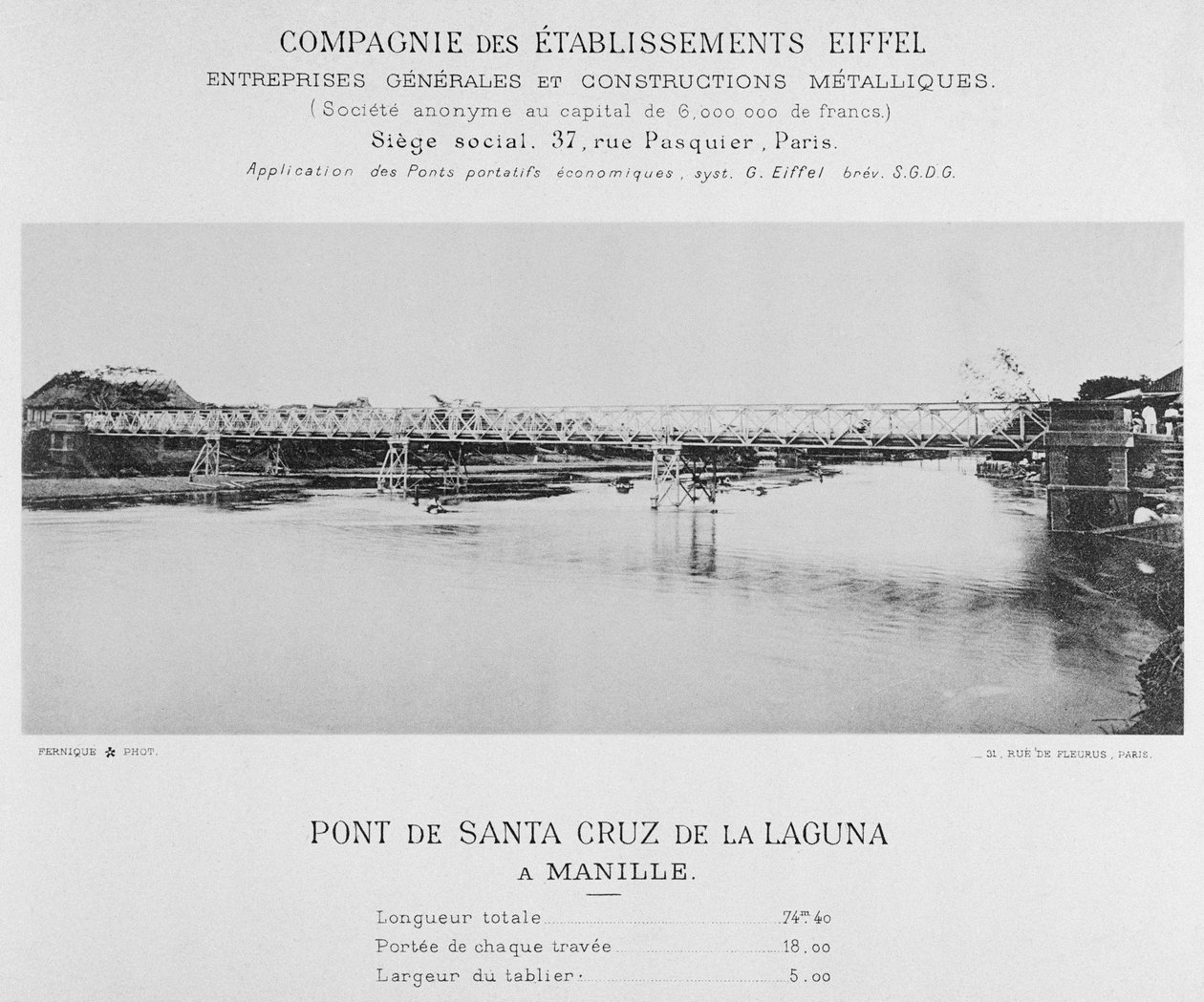 Bridge of Santa Cruz de la Laguna, Manila, februari 1891 av Albert Fernique