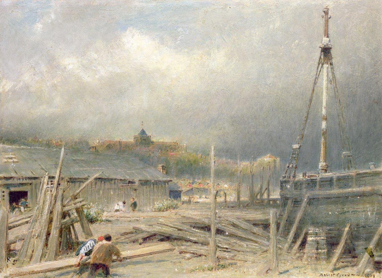 Båtbyggnad, Rye av Albert Goodwin