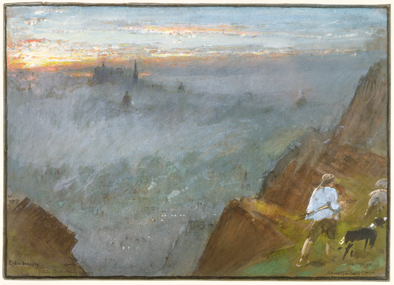 Edinburgh från Salisbury Crags, 1917 av Albert Goodwin