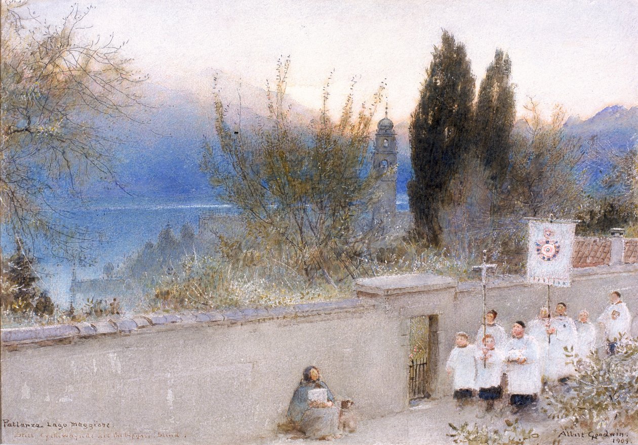 Pallanza, Lago Maggiore (bläck) av Albert Goodwin