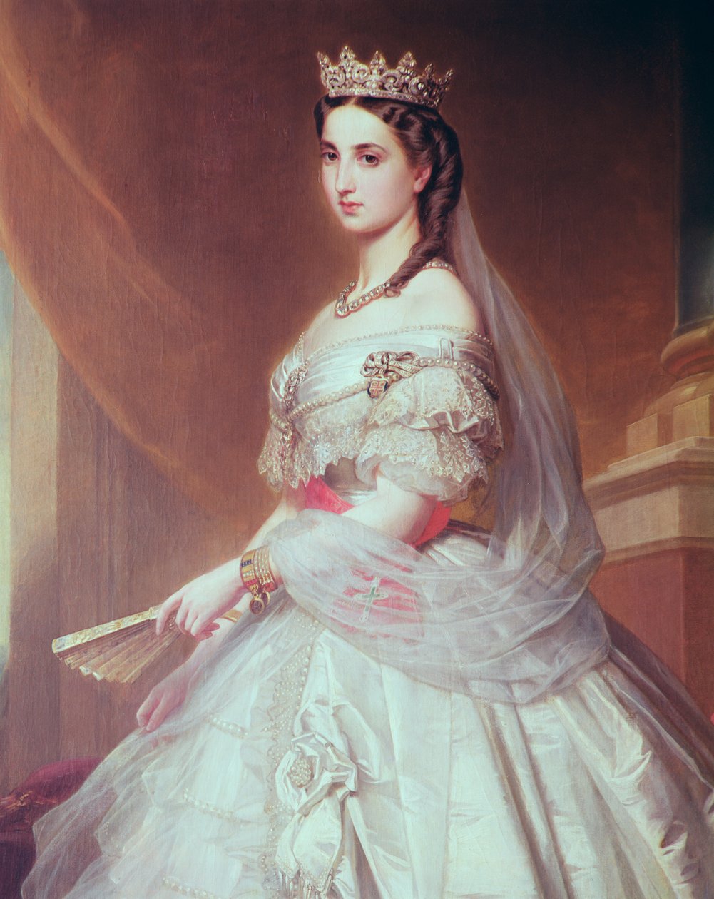 Portræt af Charlotte af Sachsen-Cobourg-Gotha (1840-1927) Prinsesse af Belgien og kejserinde af Mexico swed av Albert Graefle