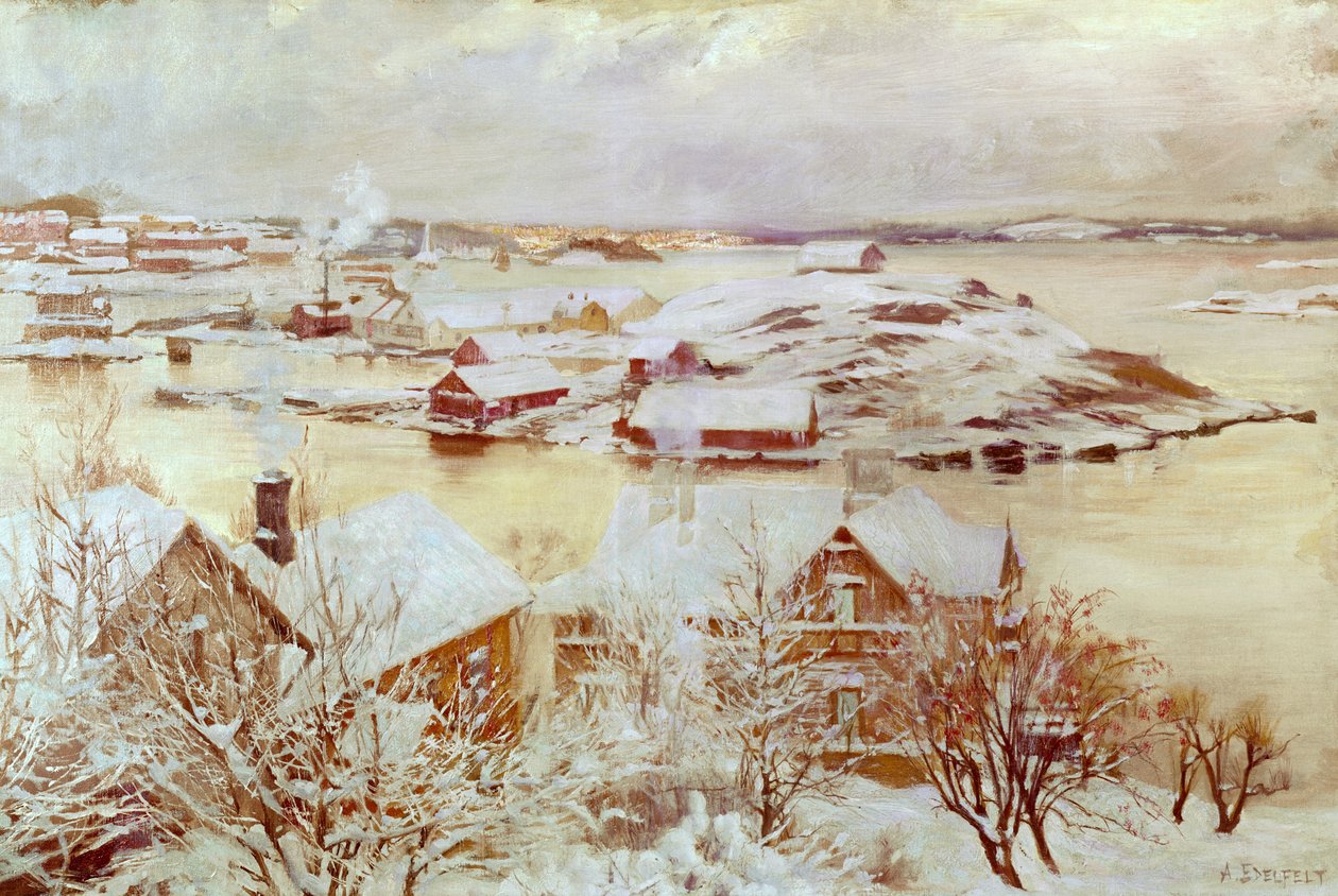 En decemberdag (i Finland) c.1893 av Albert Gustaf Aristides Edelfelt