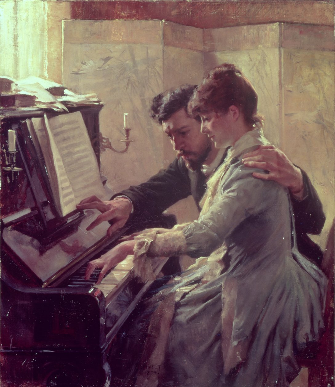 Vid pianot av Albert Gustaf Aristides Edelfelt