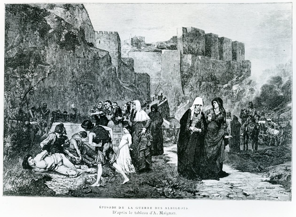 "Förolämpningar av fångar", en episod från 1211 under det albigensiska korståget. av Albert Pierre Rene Maignan
