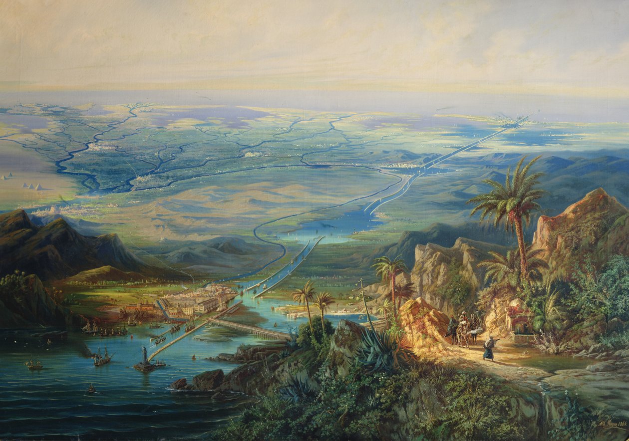Suezkanalen, 1864 av Albert Rieger