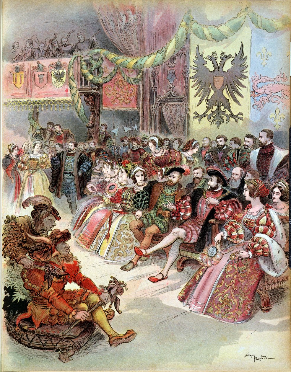 Bal vid Francis I:s hov (1494-1547) 1909 av Albert Robida