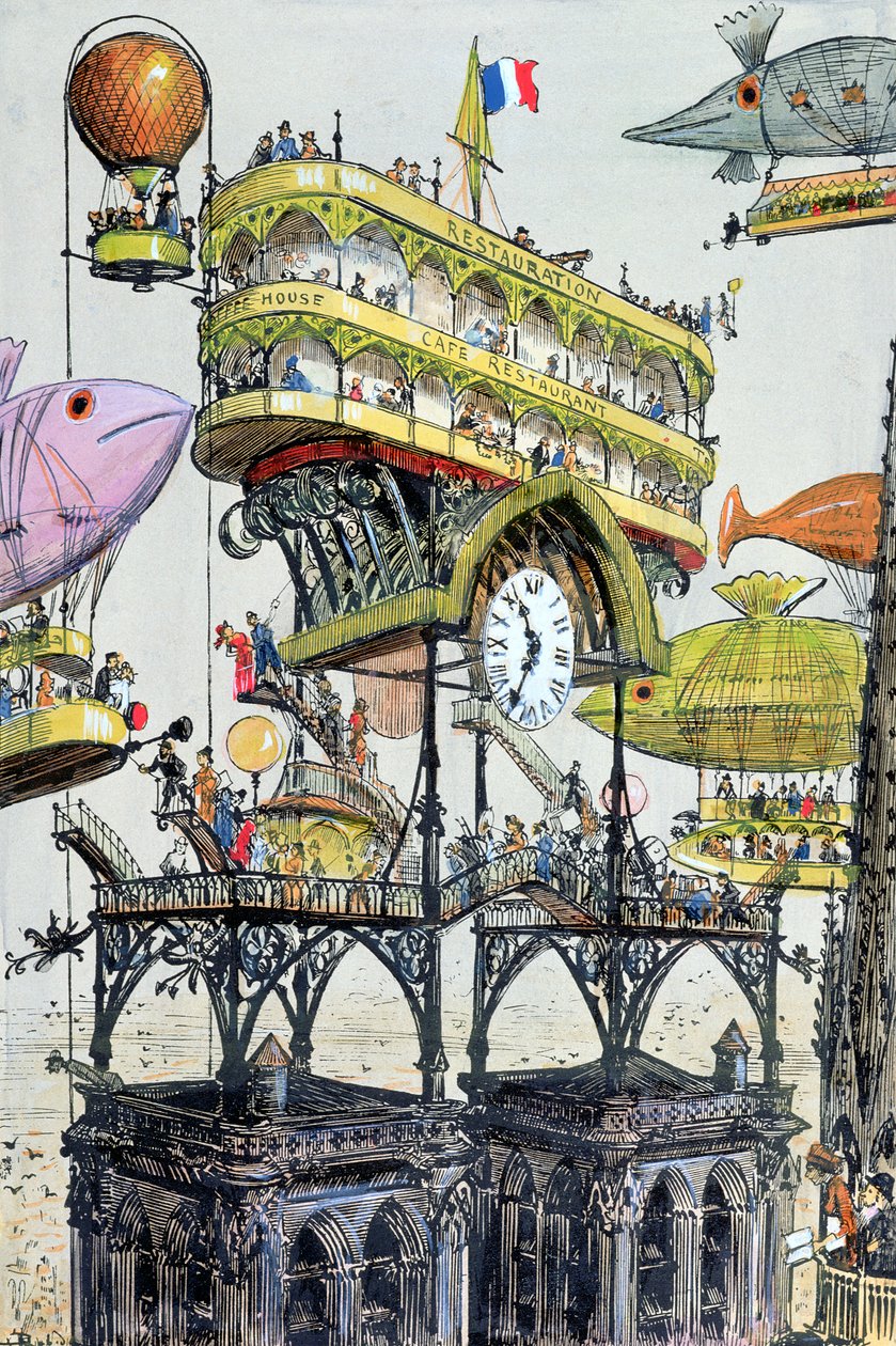 Central flygplansstation i Notre-Dame (Paris), illustration från 